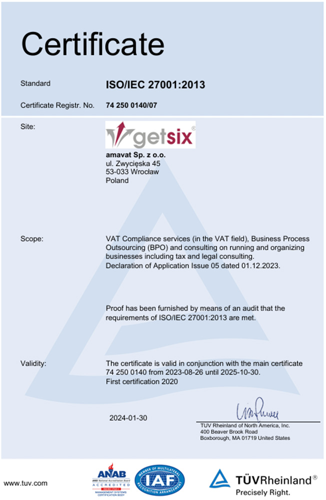 certificate iso amavat