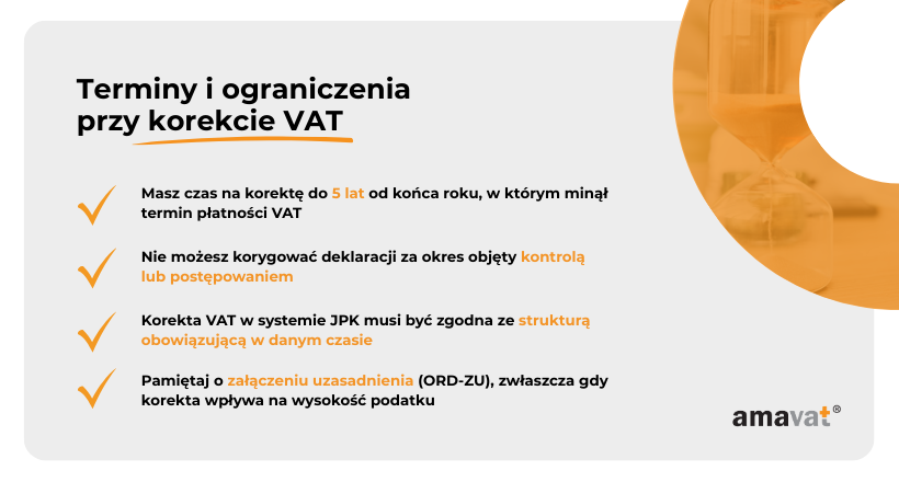 Terminy i ograniczenia przy korekcie VAT