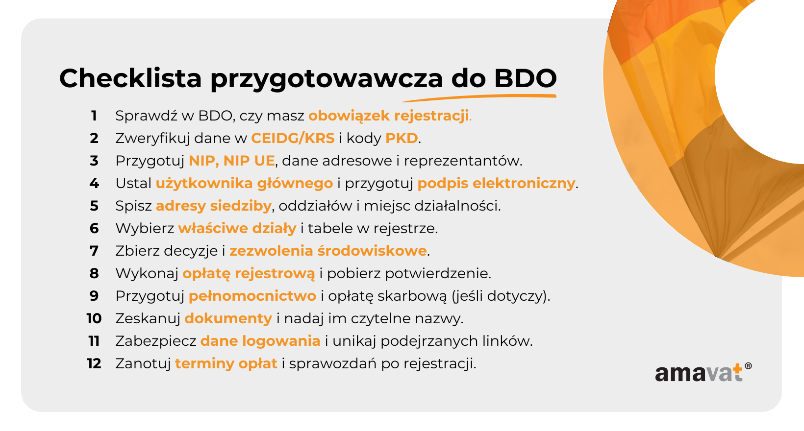Checklista przygotowawcza do BDO